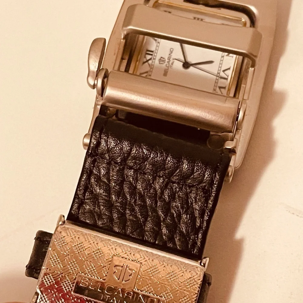 BELCARINO ITALY belt with unique watch buckle